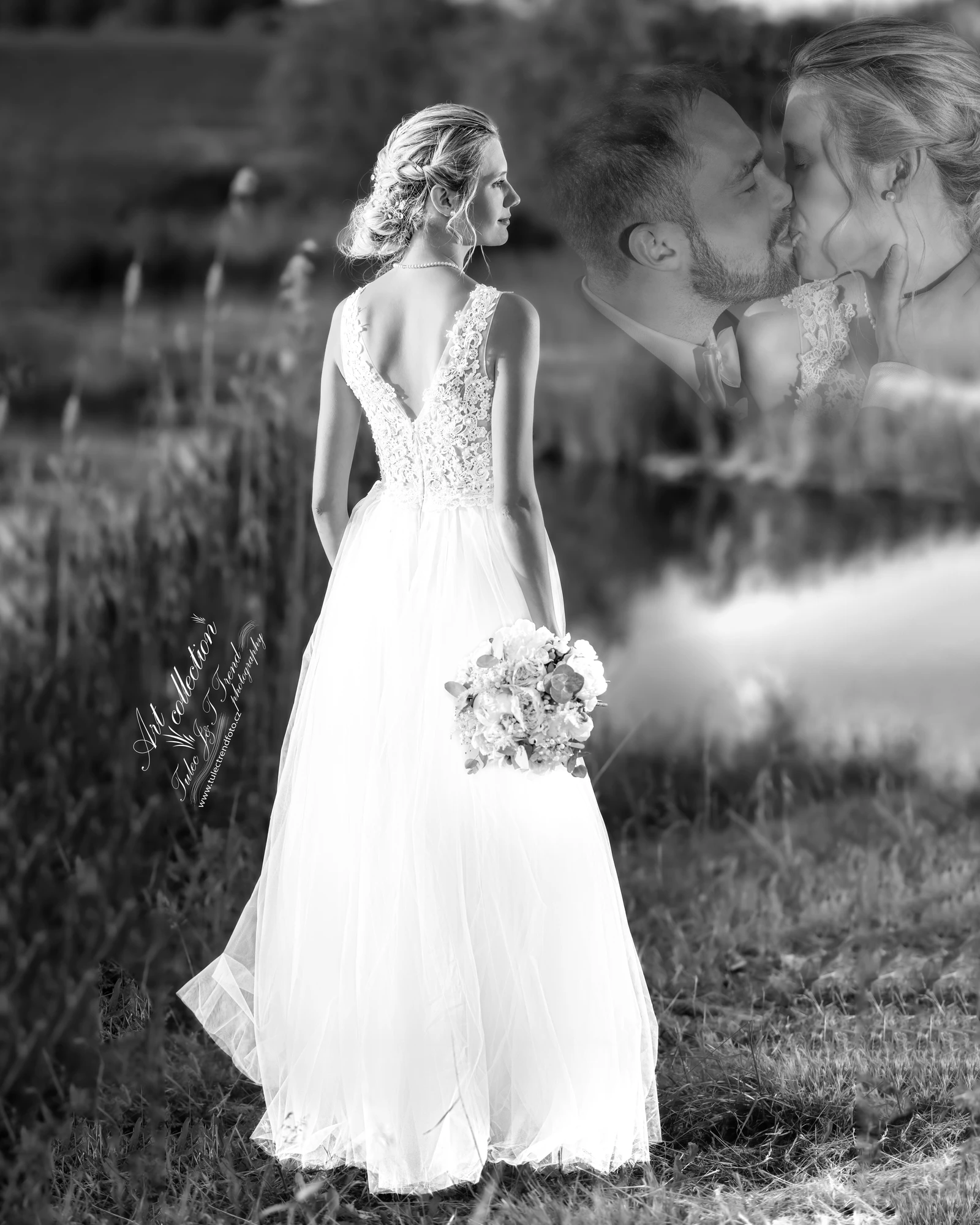 Krásná nevěsta při svatebním focení - Tulec Trend foto v zámeckém parku Čechy pod Kosířem